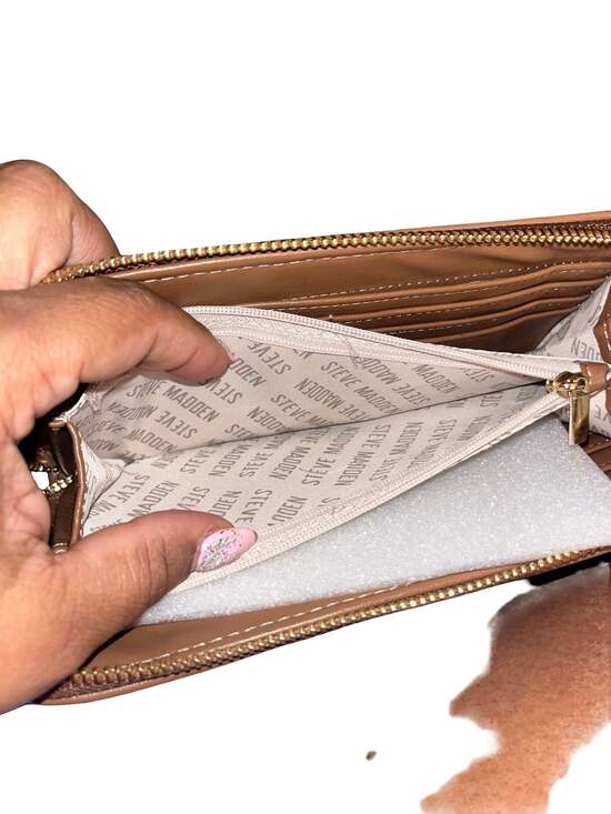 Steve Madden Denim Cherry Embroidered Large Zip Around Wallet New - Picture 5 of 10